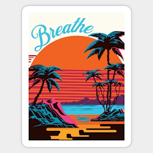 Breathe Retro Sunset Paradise Positive Positivity Sticker